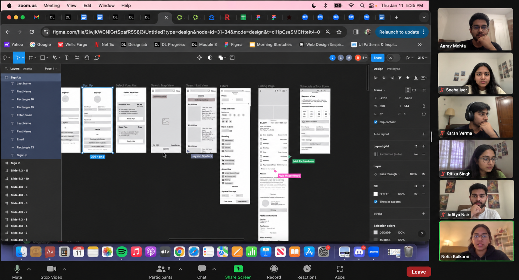 Learners working in Figma during a live online class